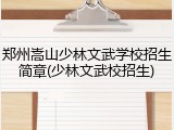 郑州嵩山少林文武学校招生简章(少林文武校招生)