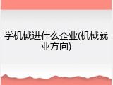 学机械进什么企业(机械就业方向)