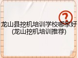 龙山县挖机培训学校哪家好(龙山挖机培训推荐)