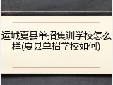 运城夏县单招集训学校怎么样(夏县单招学校如何)