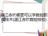 湛江赤坎哪里可以学数控职高技术(湛江赤坎数控技校)