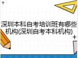 深圳本科自考培训班有哪些机构(深圳自考本科机构)