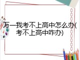 万一我考不上高中怎么办(考不上高中咋办)