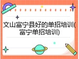 文山富宁县好的单招培训(富宁单招培训)