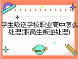 学生叛逆学校职业高中怎么处理(职高生叛逆处理)