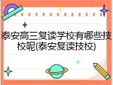 泰安高三复读学校有哪些技校呢(泰安复读技校)