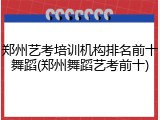 郑州艺考培训机构排名前十舞蹈(郑州舞蹈艺考前十)