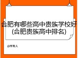 合肥有哪些高中贵族学校好(合肥贵族高中排名)