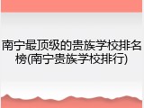 南宁最顶级的贵族学校排名榜(南宁贵族学校排行)