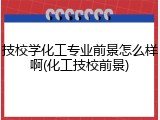 技校学化工专业前景怎么样啊(化工技校前景)