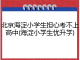 北京海淀小学生担心考不上高中(海淀小学生忧升学)