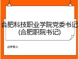 合肥科技职业学院党委书记(合肥职院书记)