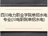 四川电力职业学院单招水电专业(川电职院单招水电)