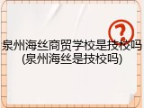 泉州海丝商贸学校是技校吗(泉州海丝是技校吗)