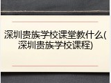 深圳贵族学校课堂教什么(深圳贵族学校课程)