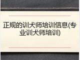 正规的训犬师培训信息(专业训犬师培训)