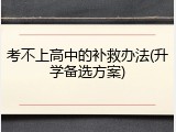 考不上高中的补救办法(升学备选方案)