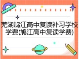 芜湖鸠江高中复读补习学校学费(鸠江高中复读学费)