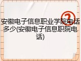 安徽电子信息职业学院电话多少(安徽电子信息职院电话)