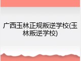 广西玉林正规叛逆学校(玉林叛逆学校)