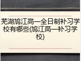 芜湖鸠江高一全日制补习学校有哪些(鸠江高一补习学校)