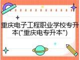 重庆电子工程职业学校专升本("重庆电专升本")