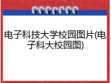 电子科技大学校园图片(电子科大校园图)