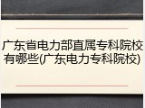 广东省电力部直属专科院校有哪些(广东电力专科院校)