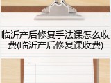 临沂产后修复手法课怎么收费(临沂产后修复课收费)