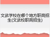 文武学校在哪个地方职高招生(文武校职高招生)