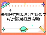 杭州服装制版培训打版教学(杭州服装打版培训)