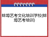 蚌埠艺考文化培训学校(蚌埠艺考培训)