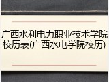 广西水利电力职业技术学院校历表(广西水电学院校历)