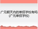 广元朝天内的单招学校有吗(广元单招学校)