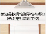 芜湖县挖机培训学校有哪些(芜湖挖机培训学校)