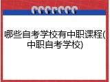 哪些自考学校有中职课程(中职自考学校)