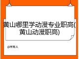 黄山哪里学动漫专业职高(黄山动漫职高)