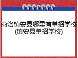 商洛镇安县哪里有单招学校(镇安县单招学校)