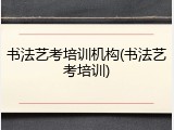 书法艺考培训机构(书法艺考培训)