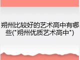 朔州比较好的艺术高中有哪些("朔州优质艺术高中")
