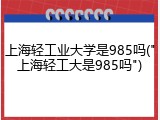 上海轻工业大学是985吗("上海轻工大是985吗")