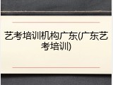 艺考培训机构广东(广东艺考培训)