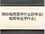 商校电商是学什么的专业(电商专业学什么)