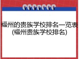 福州的贵族学校排名一览表(福州贵族学校排名)