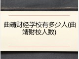 曲靖财经学校有多少人(曲靖财校人数)