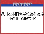 铜川农业职高学校读什么专业(铜川农职专业)