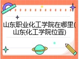 山东职业化工学院在哪里(山东化工学院位置)