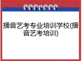 播音艺考专业培训学校(播音艺考培训)