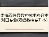 娄底双峰县数控技术专升本对口专业(双峰数控专升本)