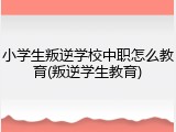 小学生叛逆学校中职怎么教育(叛逆学生教育)